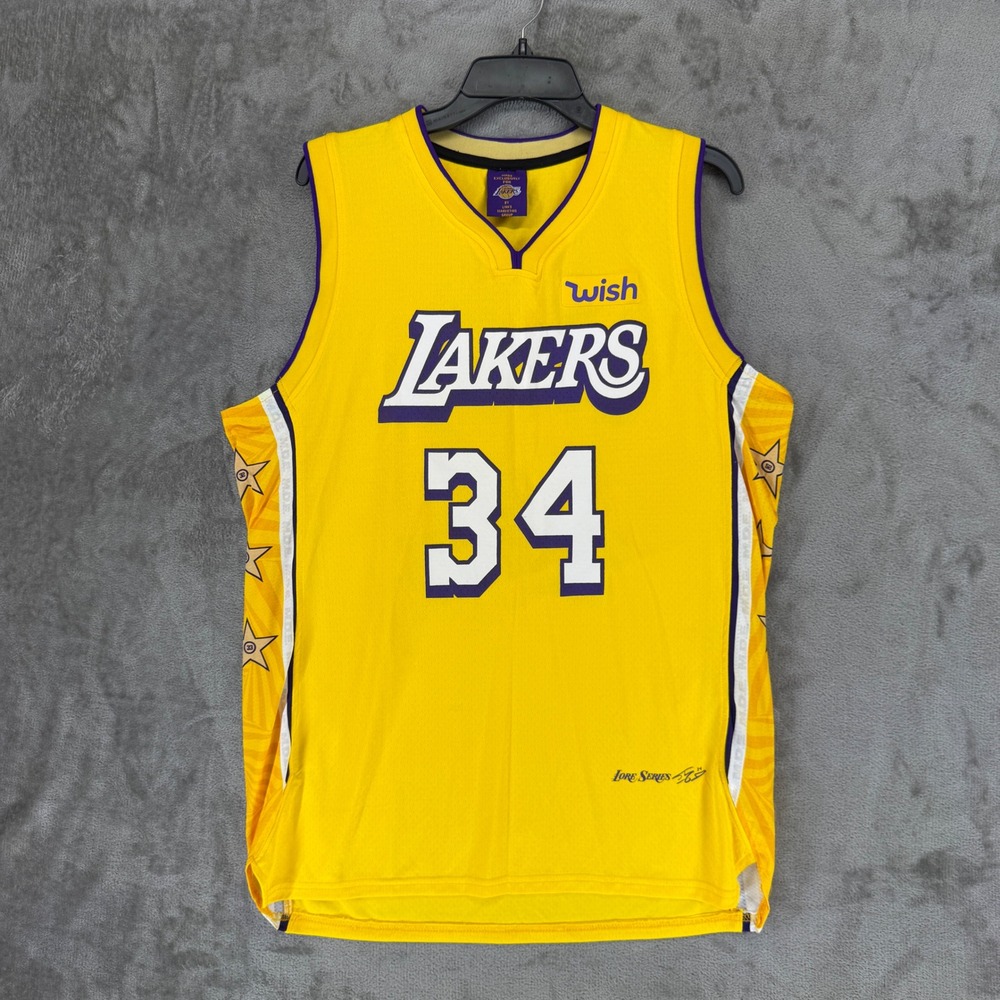 Shaquille O'Neal Lakers Jersey XL Gold Lore Series 34 Shaq NBA Basketball Mesh